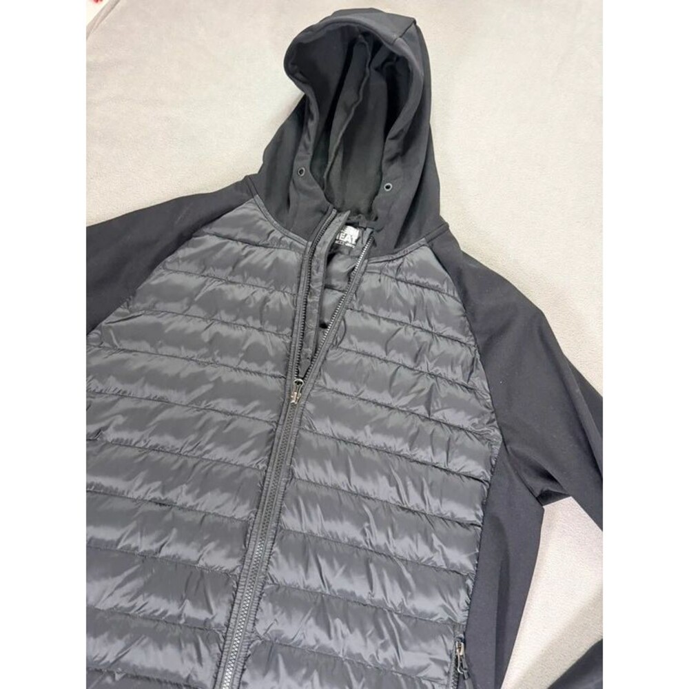 32 Degree Men's Black Puffer Jacket-Hooded- Full Zip- Large